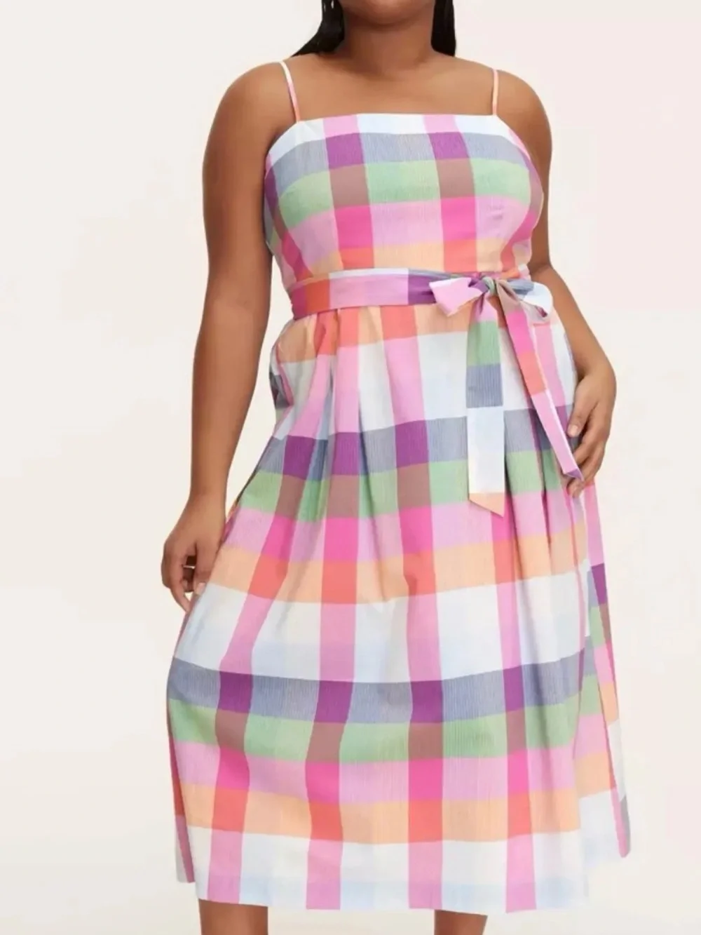 kate spade/Target Madras Plaid Midi Dress in Pink, Purple, Green, Peach, White